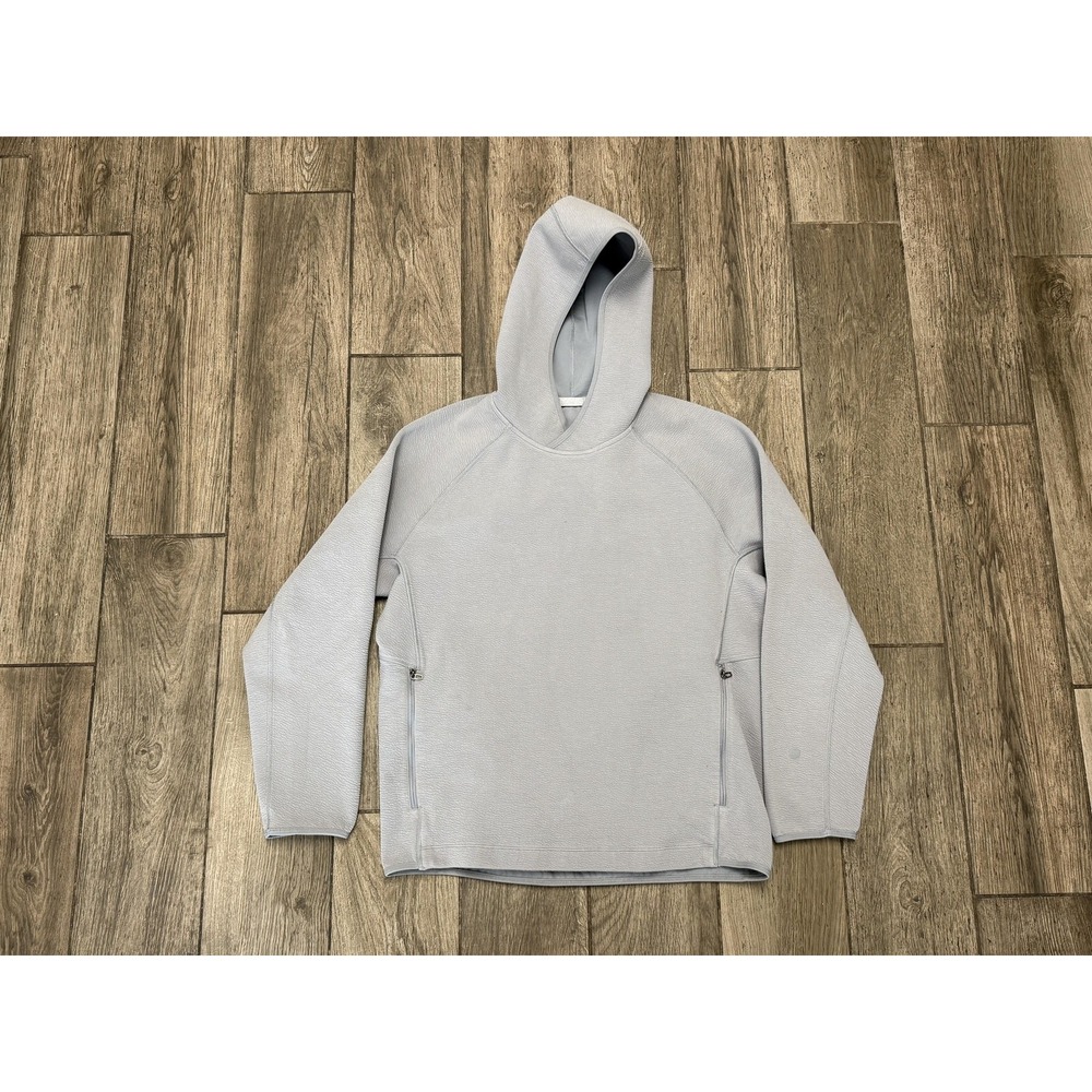 Lululemon Hoodie Women's L Men's XS Gray Textured Pullover Hoodie Zip Pockets